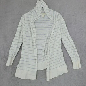 Cynthia Rowley Womens XL Striped Knit Cardigan Sweater 100% Linen  6PT